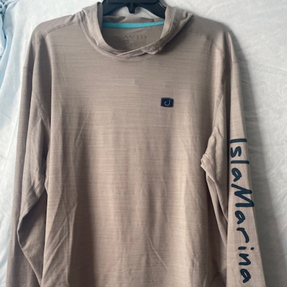 AVID Men's Gray Hooded long sleeve fishing shirt